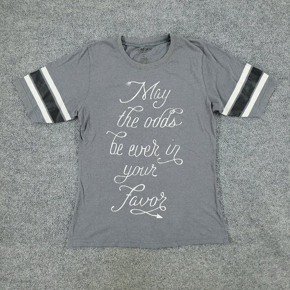 Lionsgate Shirt Girl's XL Gray Hunger Games Movie Graphic Crew Neck Short Sleeve